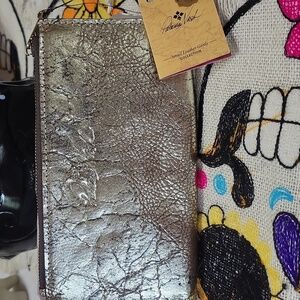 Patricia Nash Metallic Silver Wristlet